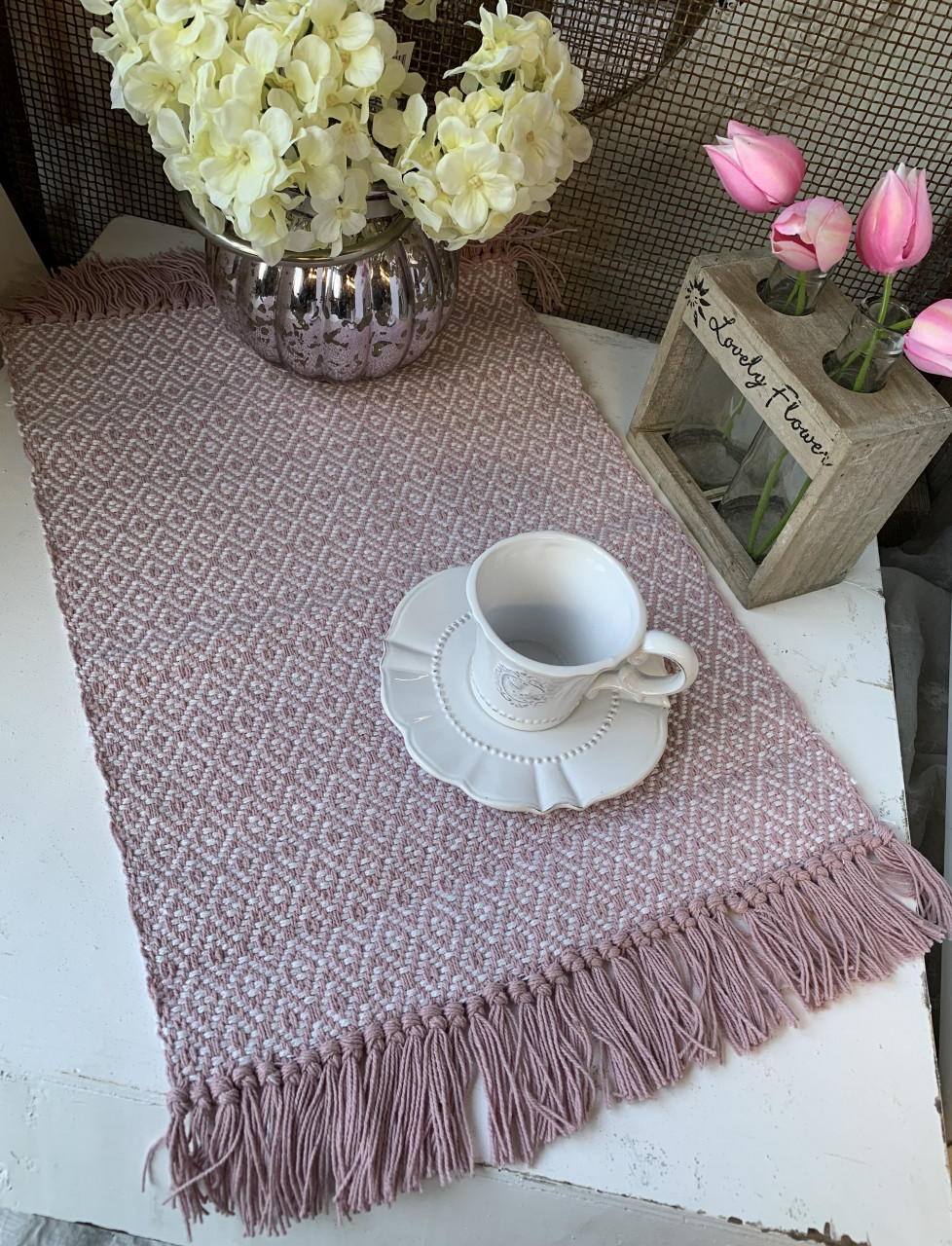 Tischset Platzset Textilien x 45 lillabelle | Rosa Stück cm | Baumwolle 2 33 KARA | Platzsets Fransen