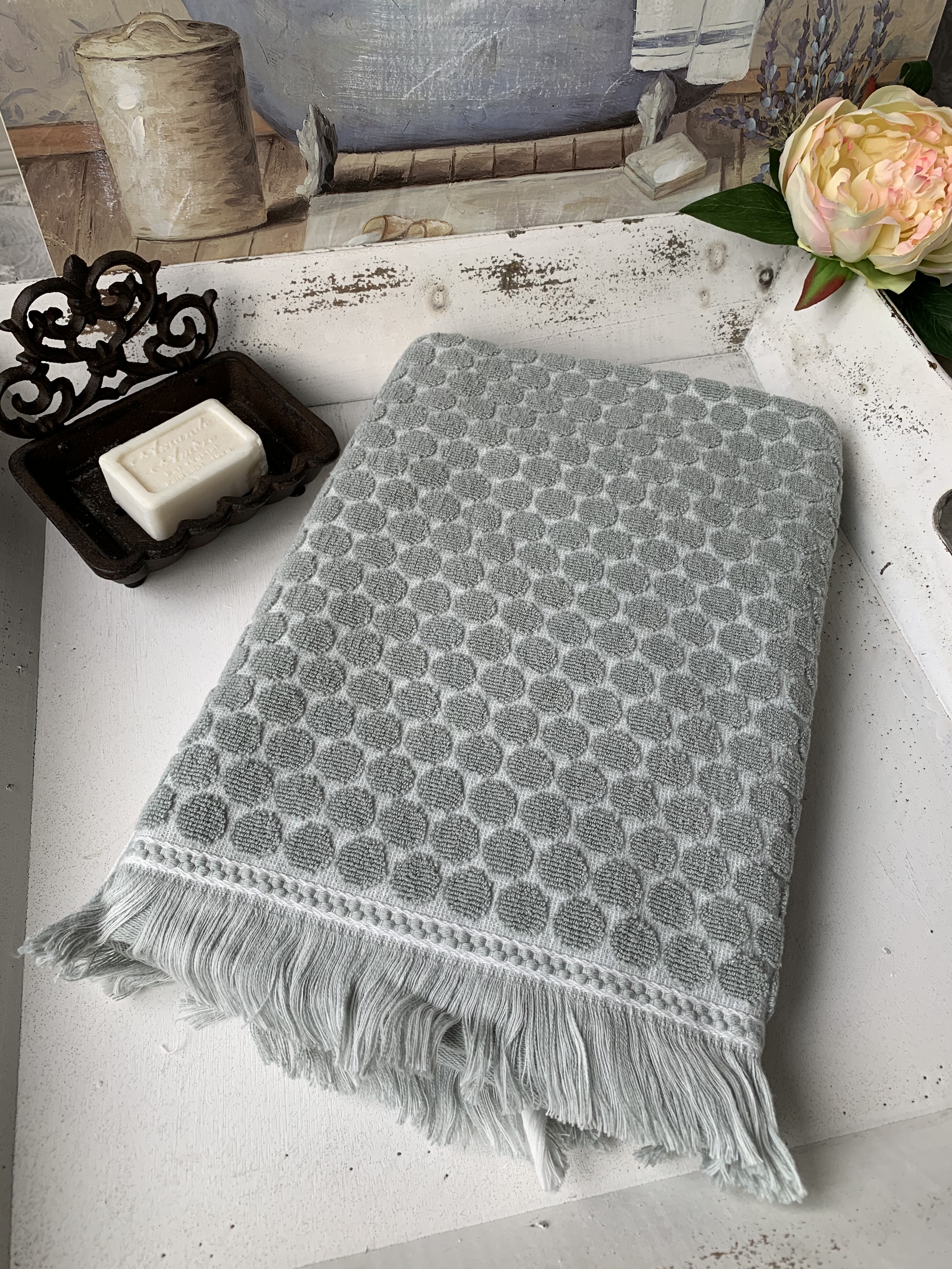 Bade Dusch Handtuch PEGGY Frottee 70x140 | | Hell Textilien cm lillabelle Handtücher Grün | Fransen Handtuch