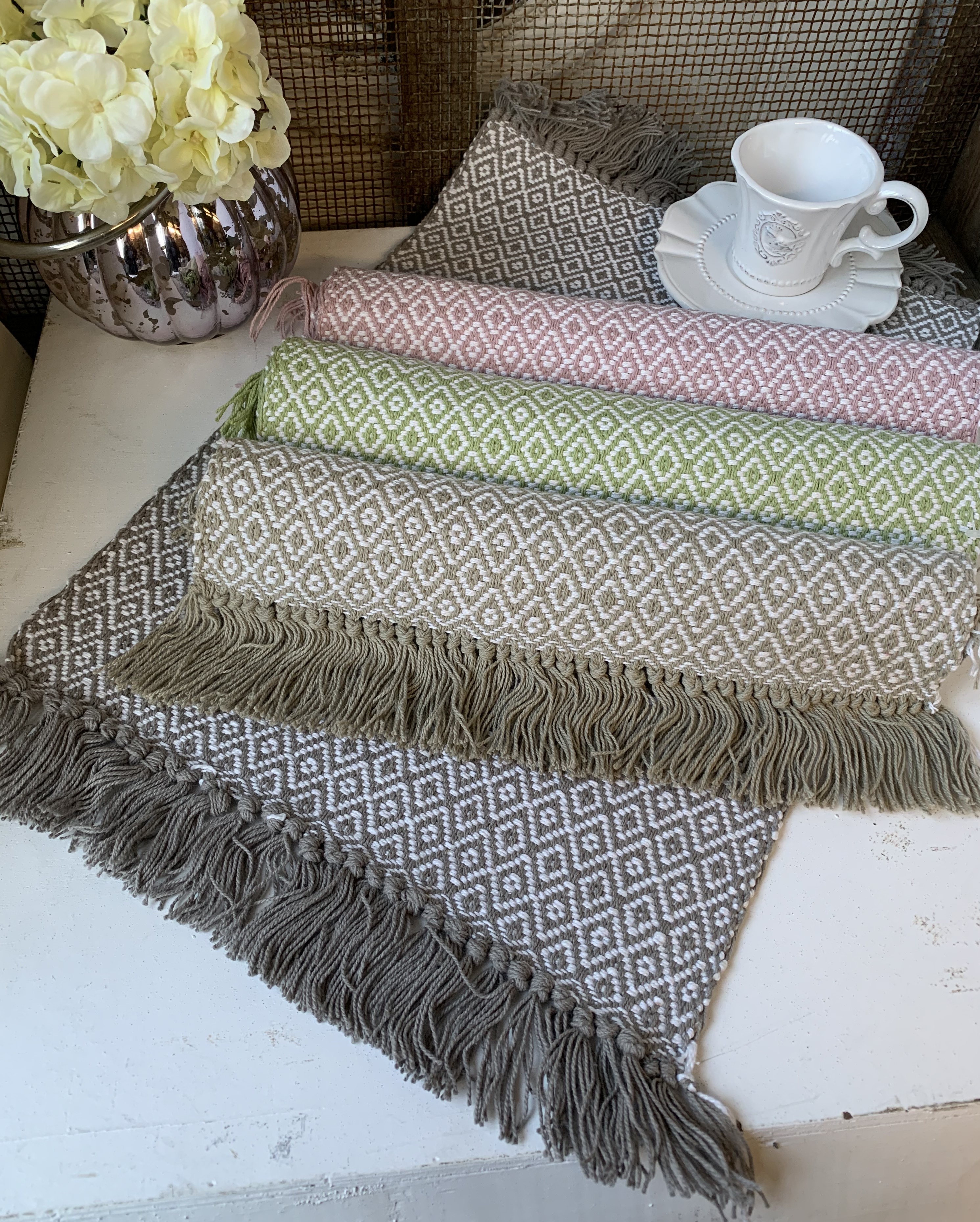 Tischset Platzset KARA Rosa x Stück Baumwolle 45 | cm | Textilien Fransen Platzsets | lillabelle 2 33