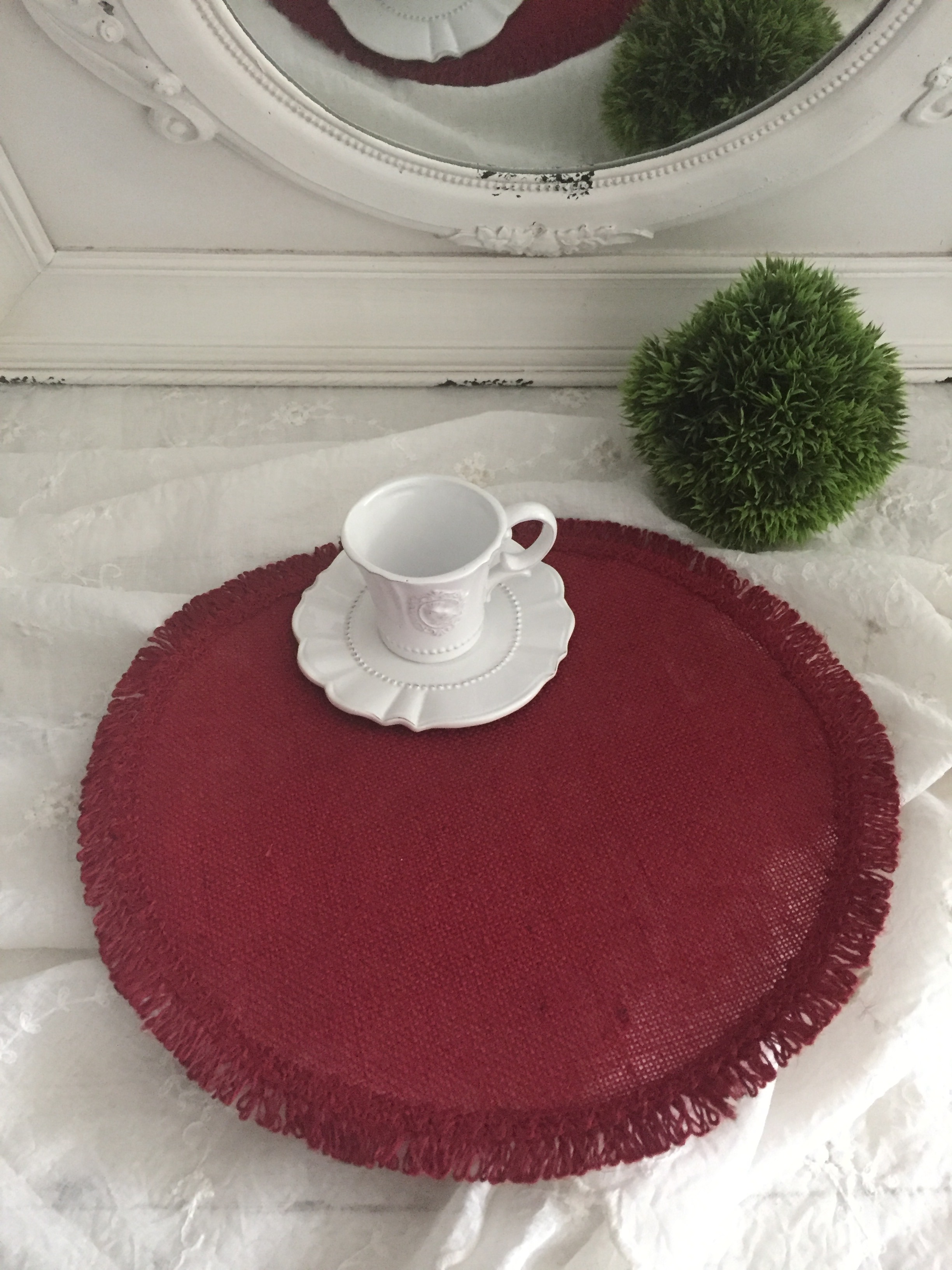 Tischset Platzset EDDY Rot | Platzsets Textilien Stück 2 Leinen | 38 cm | lillabelle Landhaus