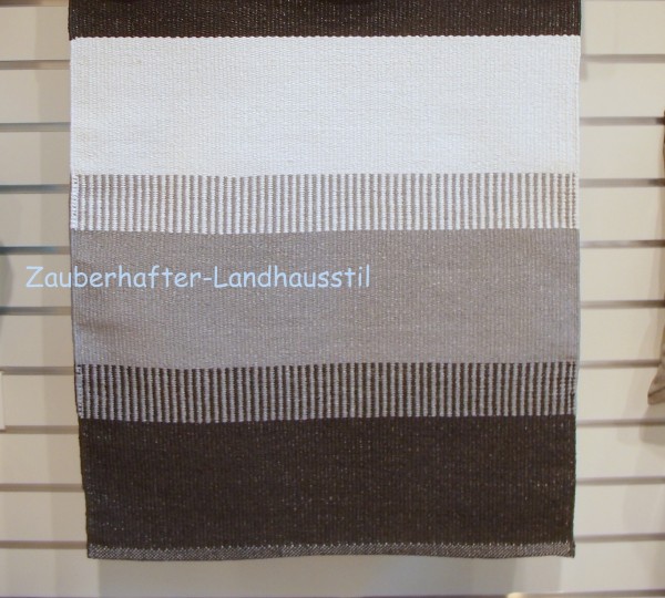 | Flickenteppiche Schwarz STRIPES Textilien lillabelle Grau - 70x180 | cm Teppich PVC Teppiche Flickenteppich | Weiß Outdoor Läufer