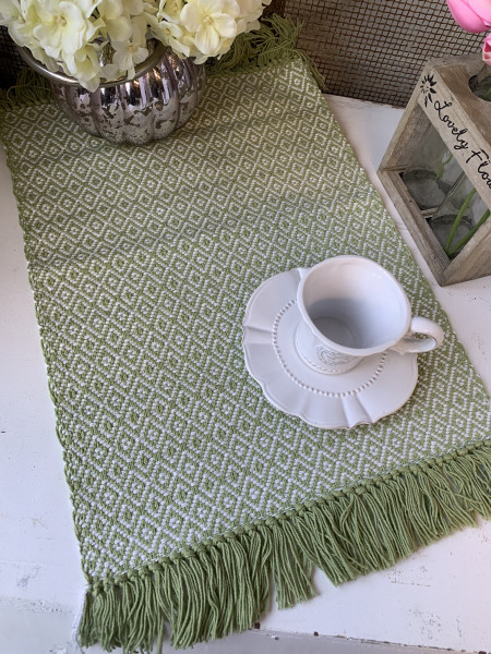Tischset 33 Baumwolle Platzset lillabelle | 45 Textilien Fransen cm Stück x Platzsets Grün | | 2 KARA